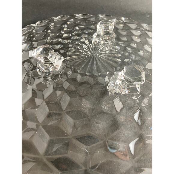 Fostoria American Clear 3-Toed Cake Plate -12" Stacked Cube Design 1940s Vintage - Picture 5 of 8